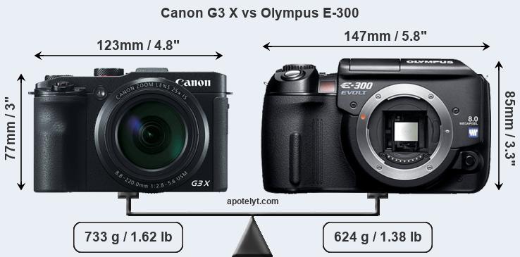 Size Canon G3 X vs Olympus E-300