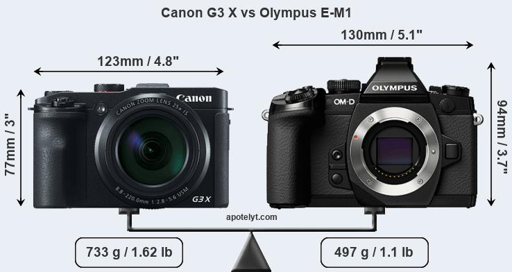 Size Canon G3 X vs Olympus E-M1