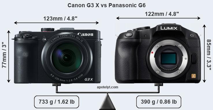 Size Canon G3 X vs Panasonic G6