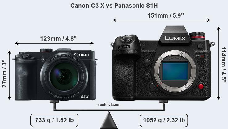 Size Canon G3 X vs Panasonic S1H