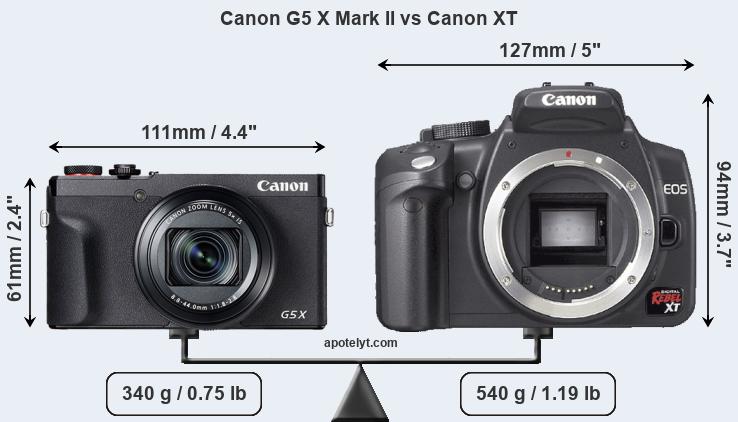 Size Canon G5 X Mark II vs Canon XT