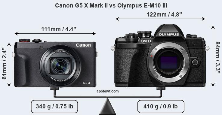 Size Canon G5 X Mark II vs Olympus E-M10 III