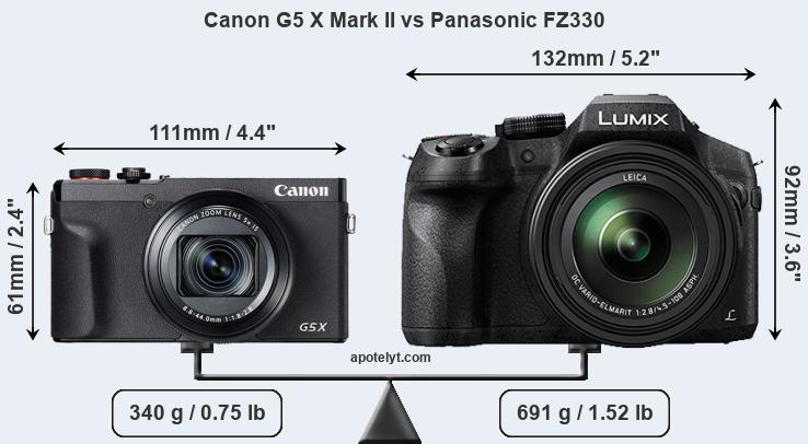 Size Canon G5 X Mark II vs Panasonic FZ330