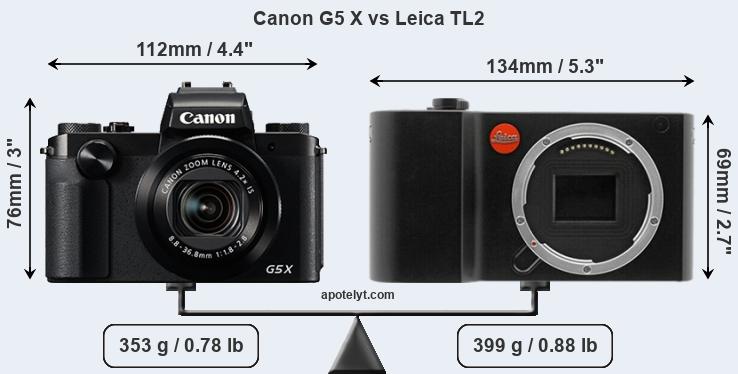 Size Canon G5 X vs Leica TL2