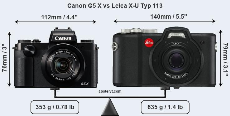 Size Canon G5 X vs Leica X-U Typ 113