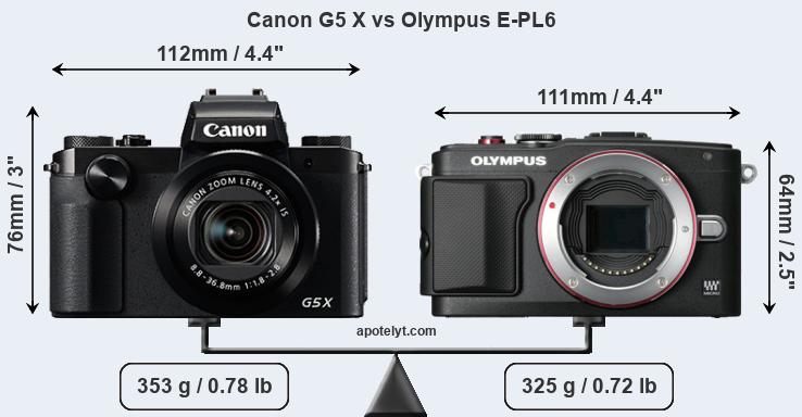 Size Canon G5 X vs Olympus E-PL6