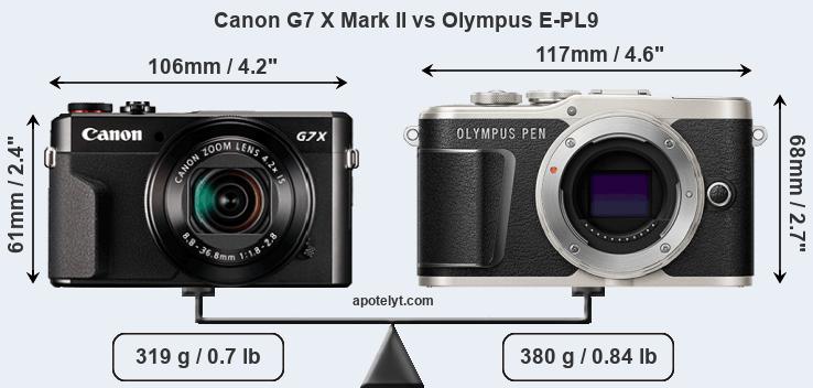 Size Canon G7 X Mark II vs Olympus E-PL9