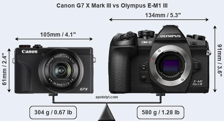 Size Canon G7 X Mark III vs Olympus E-M1 III