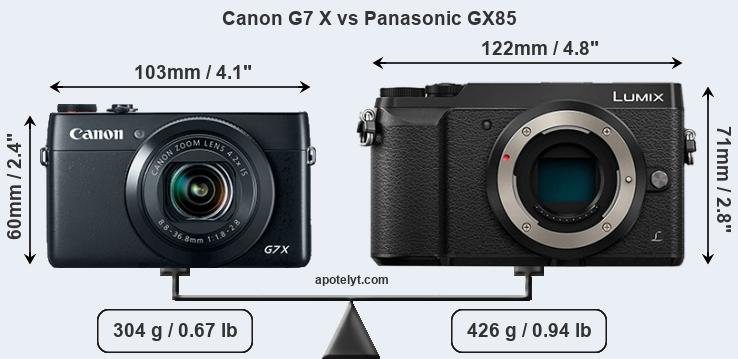 Size Canon G7 X vs Panasonic GX85