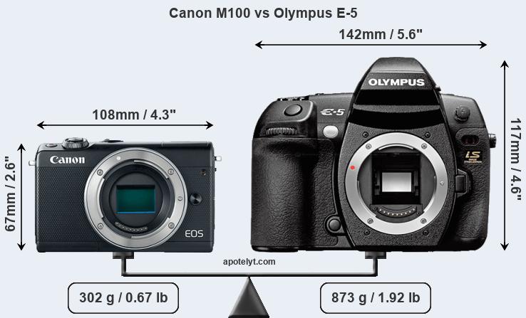 Size Canon M100 vs Olympus E-5