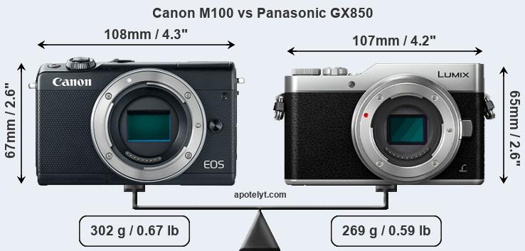 Size Canon M100 vs Panasonic GX850