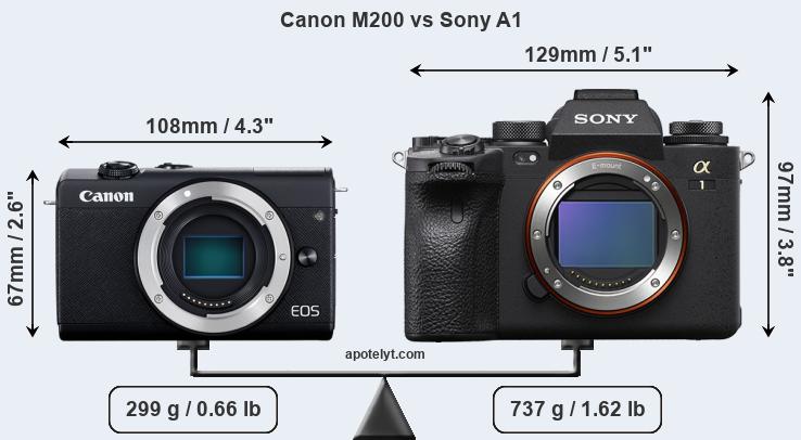 Size Canon M200 vs Sony A1