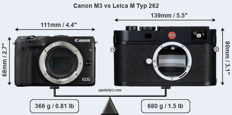Size Canon M3 vs Leica M Typ 262