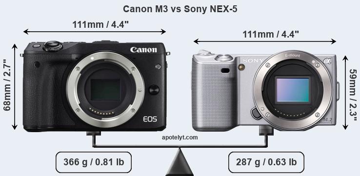 Size Canon M3 vs Sony NEX-5
