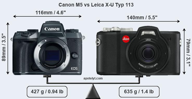 Size Canon M5 vs Leica X-U Typ 113