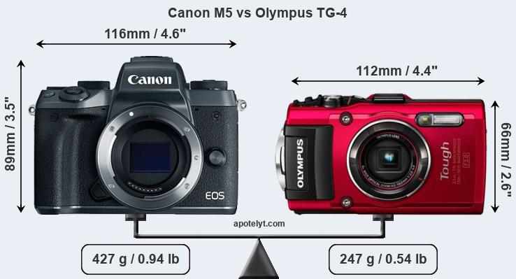 Size Canon M5 vs Olympus TG-4