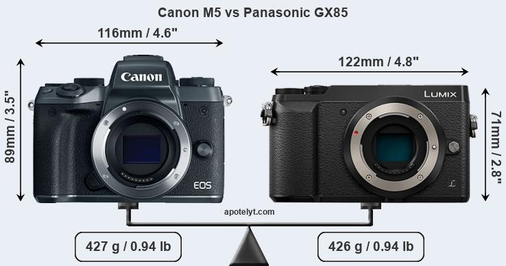 Size Canon M5 vs Panasonic GX85