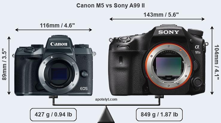 Size Canon M5 vs Sony A99 II