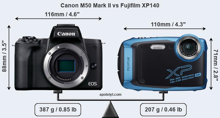 Size Canon M50 Mark II vs Fujifilm XP140