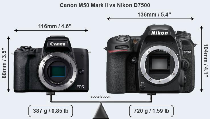 Size Canon M50 Mark II vs Nikon D7500
