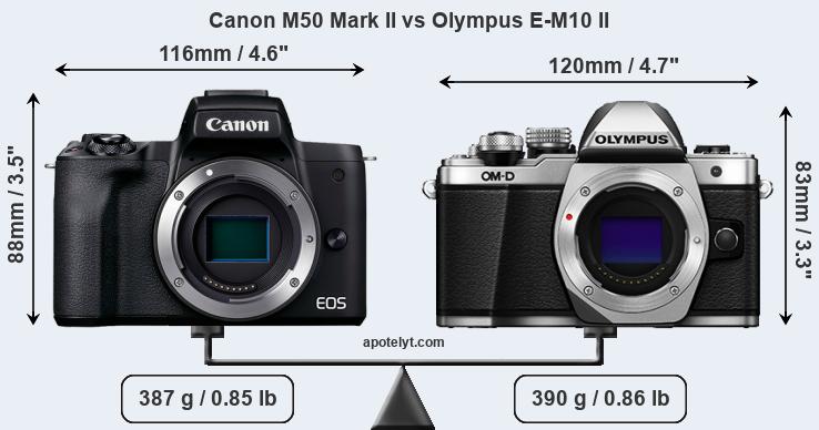 Size Canon M50 Mark II vs Olympus E-M10 II
