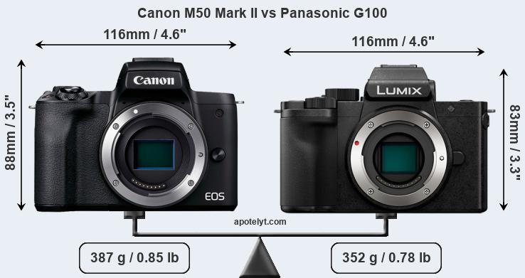 Size Canon M50 Mark II vs Panasonic G100