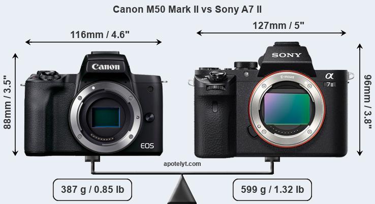 Size Canon M50 Mark II vs Sony A7 II