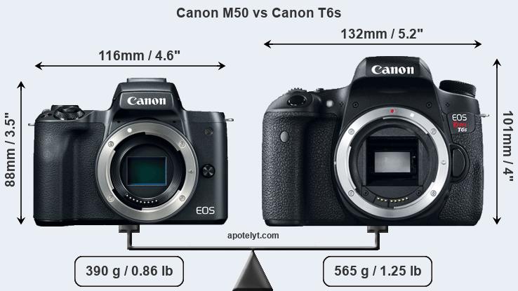 Size Canon M50 vs Canon T6s