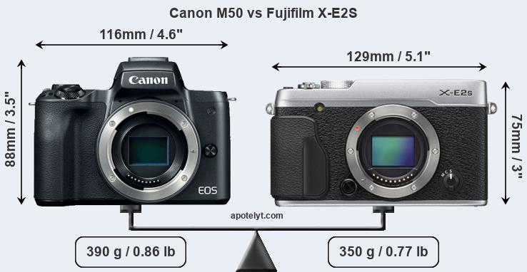 Size Canon M50 vs Fujifilm X-E2S