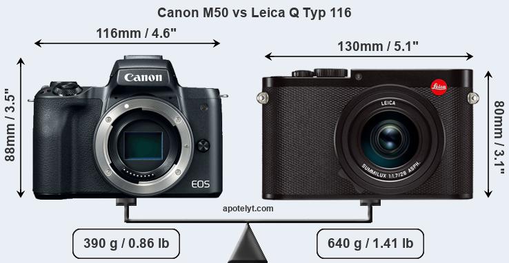 Size Canon M50 vs Leica Q Typ 116