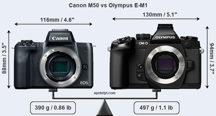 Size Canon M50 vs Olympus E-M1