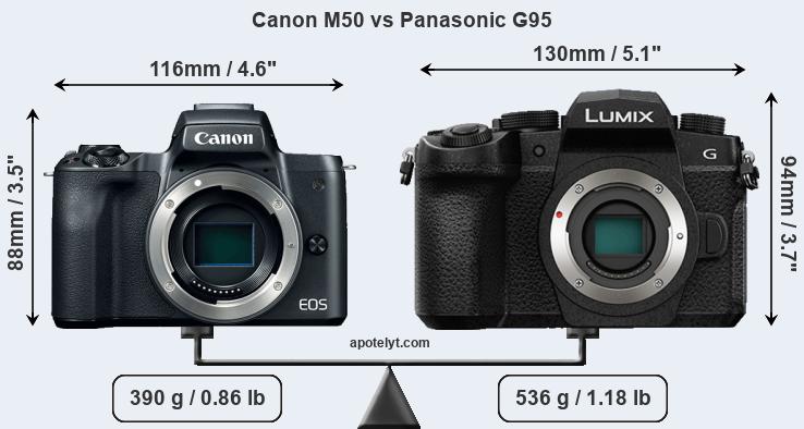 Size Canon M50 vs Panasonic G95