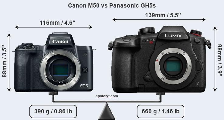 Size Canon M50 vs Panasonic GH5s