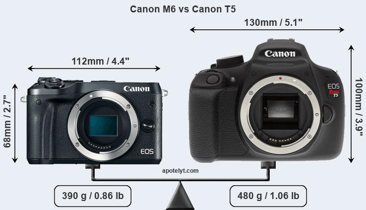 Size Canon M6 vs Canon T5