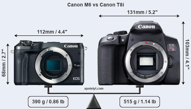 Size Canon M6 vs Canon T8i