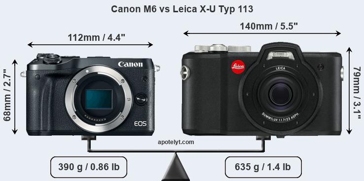 Size Canon M6 vs Leica X-U Typ 113