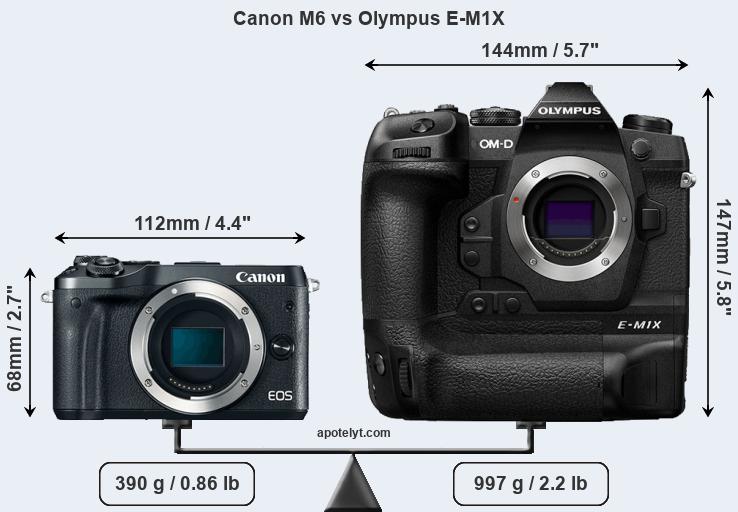 Size Canon M6 vs Olympus E-M1X