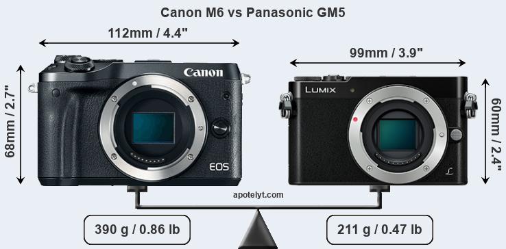 Size Canon M6 vs Panasonic GM5