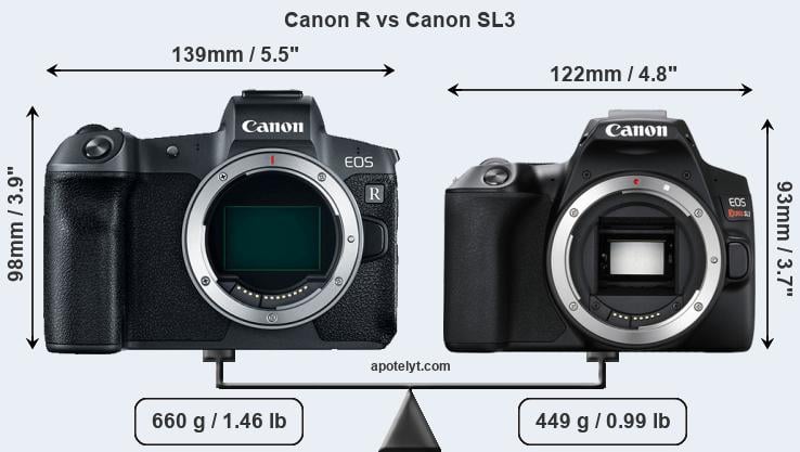Size Canon R vs Canon SL3