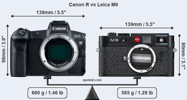 Size Canon R vs Leica M9