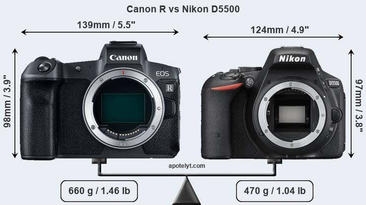 Size Canon R vs Nikon D5500