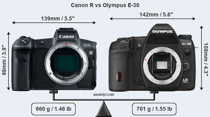 Size Canon R vs Olympus E-30