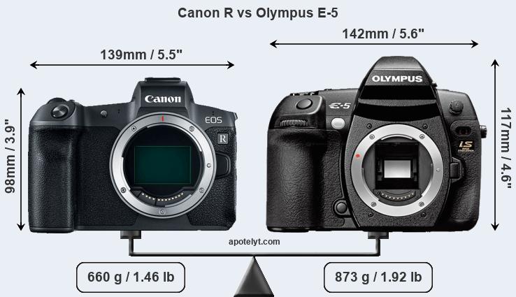 Size Canon R vs Olympus E-5