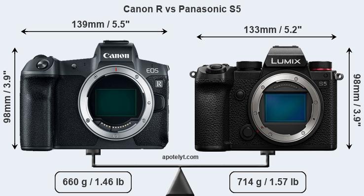 Size Canon R vs Panasonic S5
