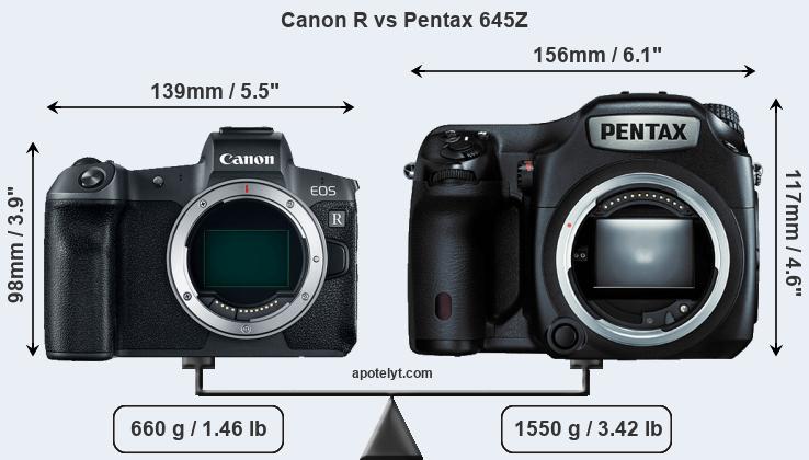 Size Canon R vs Pentax 645Z