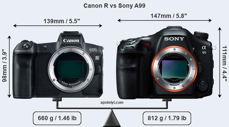Size Canon R vs Sony A99