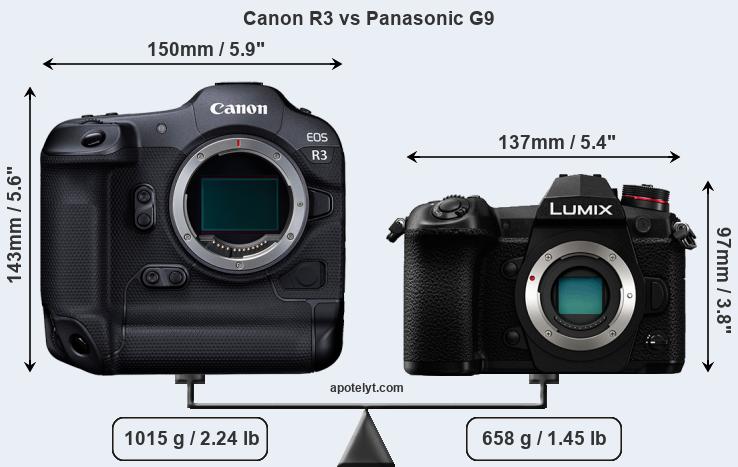 Size Canon R3 vs Panasonic G9
