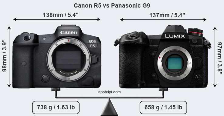 Size Canon R5 vs Panasonic G9