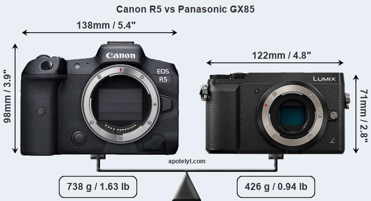 Size Canon R5 vs Panasonic GX85