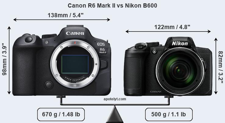 Size Canon R6 Mark II vs Nikon B600